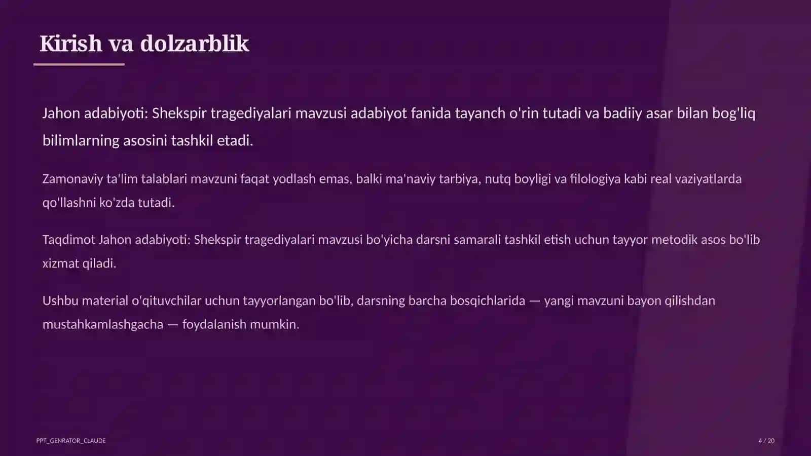 Shekspir tragediyalari (10-sinf) 4
