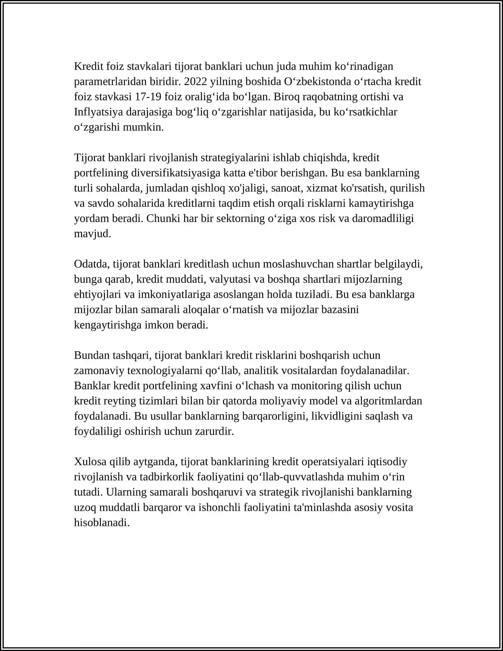 TIJORAT BANKLARINING AKTIV OPERATSIYALARI 4