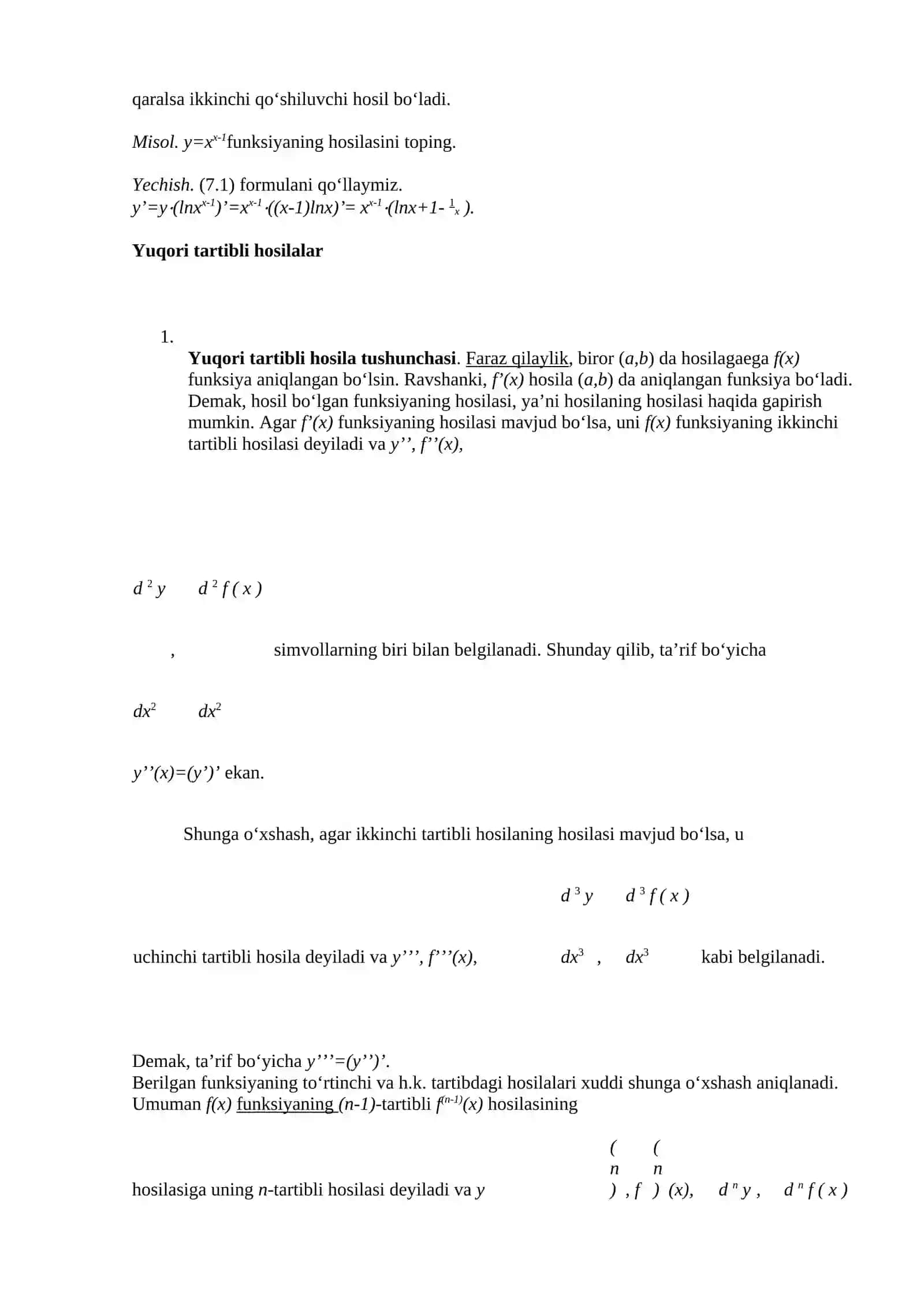 Matematika analizi - Logarifmik hosila 4