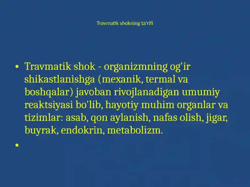 Travmatik shok. Uzoq muddatli siqilish sindromi 4