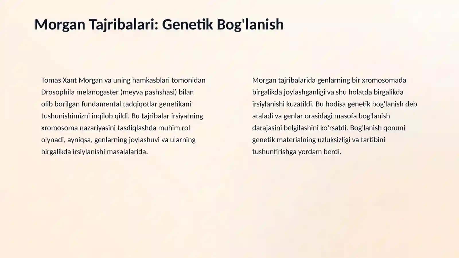 Irsiyatning xramasoma nazariyasi Morgan genlarni birikish holati Krasingover Belgilarni jinsga bikkan holatda irsiylanishi 4