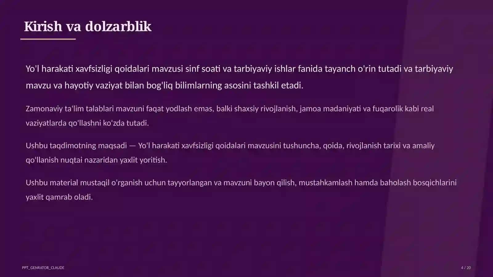 Yo'l harakati xavfsizligi qoidalari 4