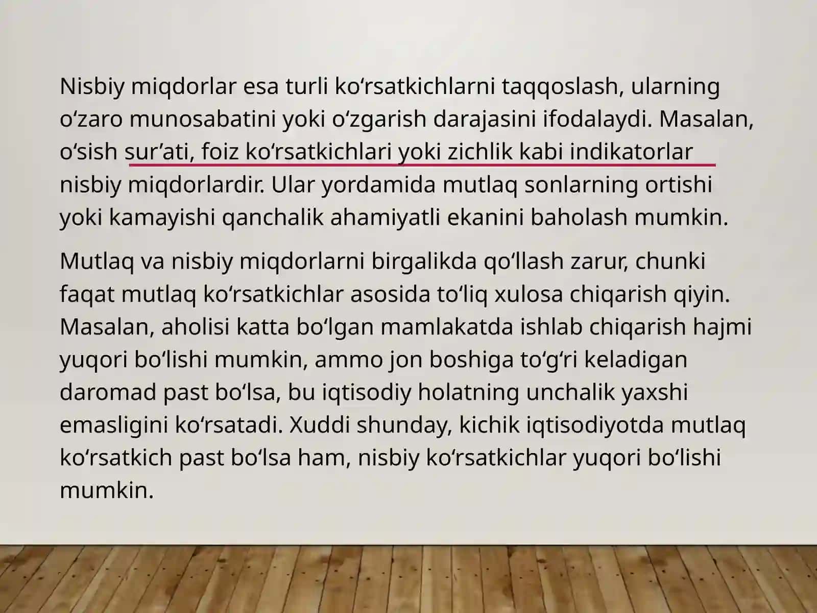 Mutlaq va nisbiy miqdorlarni birgalikda qo'llashning zaruriyati 4
