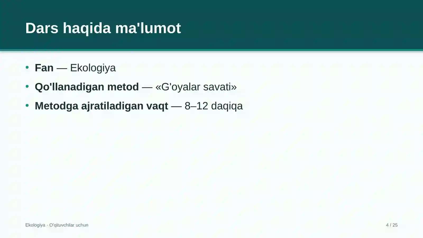 ekologiya darslarida g'oyalar savati metodidan foydalanish 7238 4