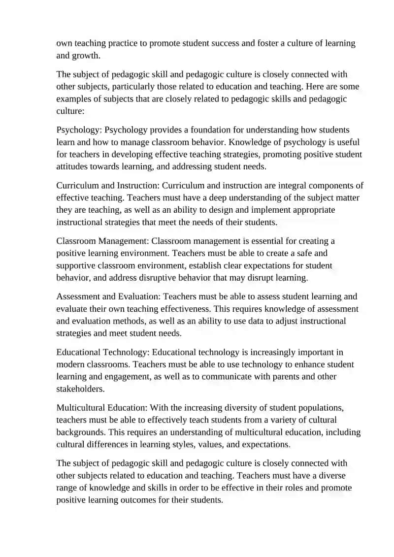 Introduction to Pedagogic Skill and Pedagogic Culture 4