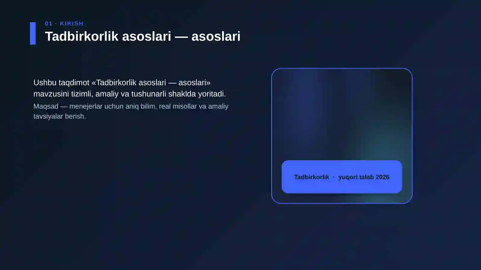 Tadbirkorlik asoslari — asoslari 4