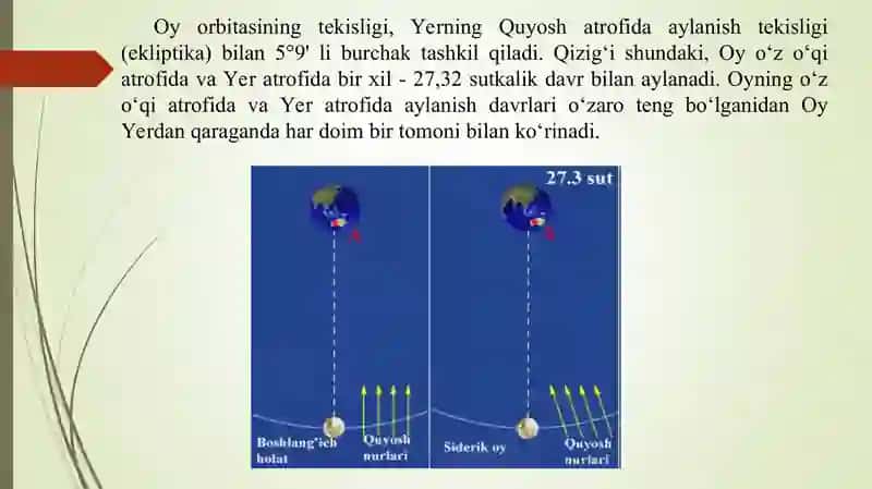 Oyning harakati va fazalari.Quyosh va oy tutilishlari.  Teleskoplar va  ularning xarakteristikalari  mavzusiga doir masalalar yechish va ularni yechish metodikasi 4