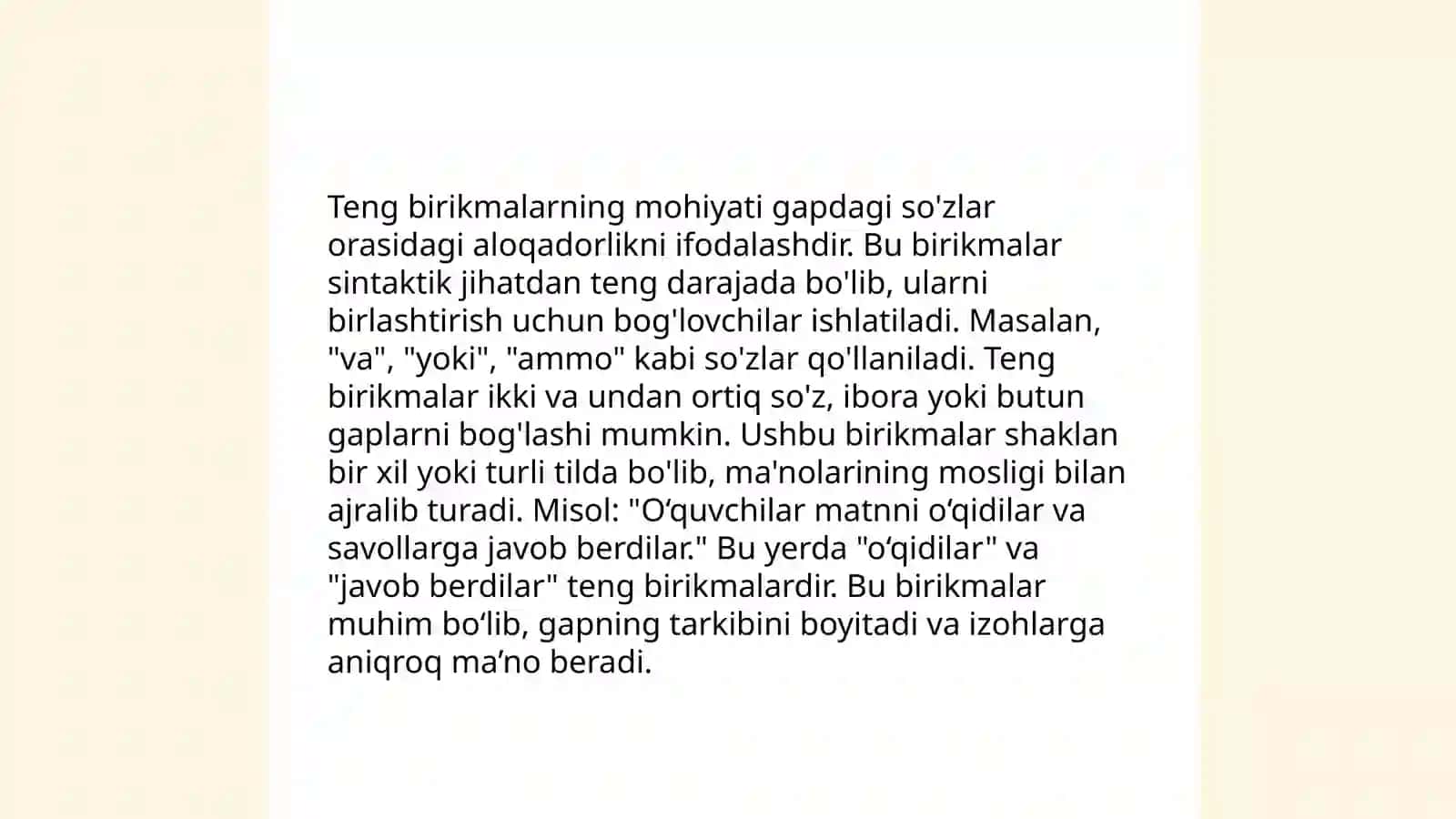 Sintaksis. Teng birikma va Tobe birikma 4