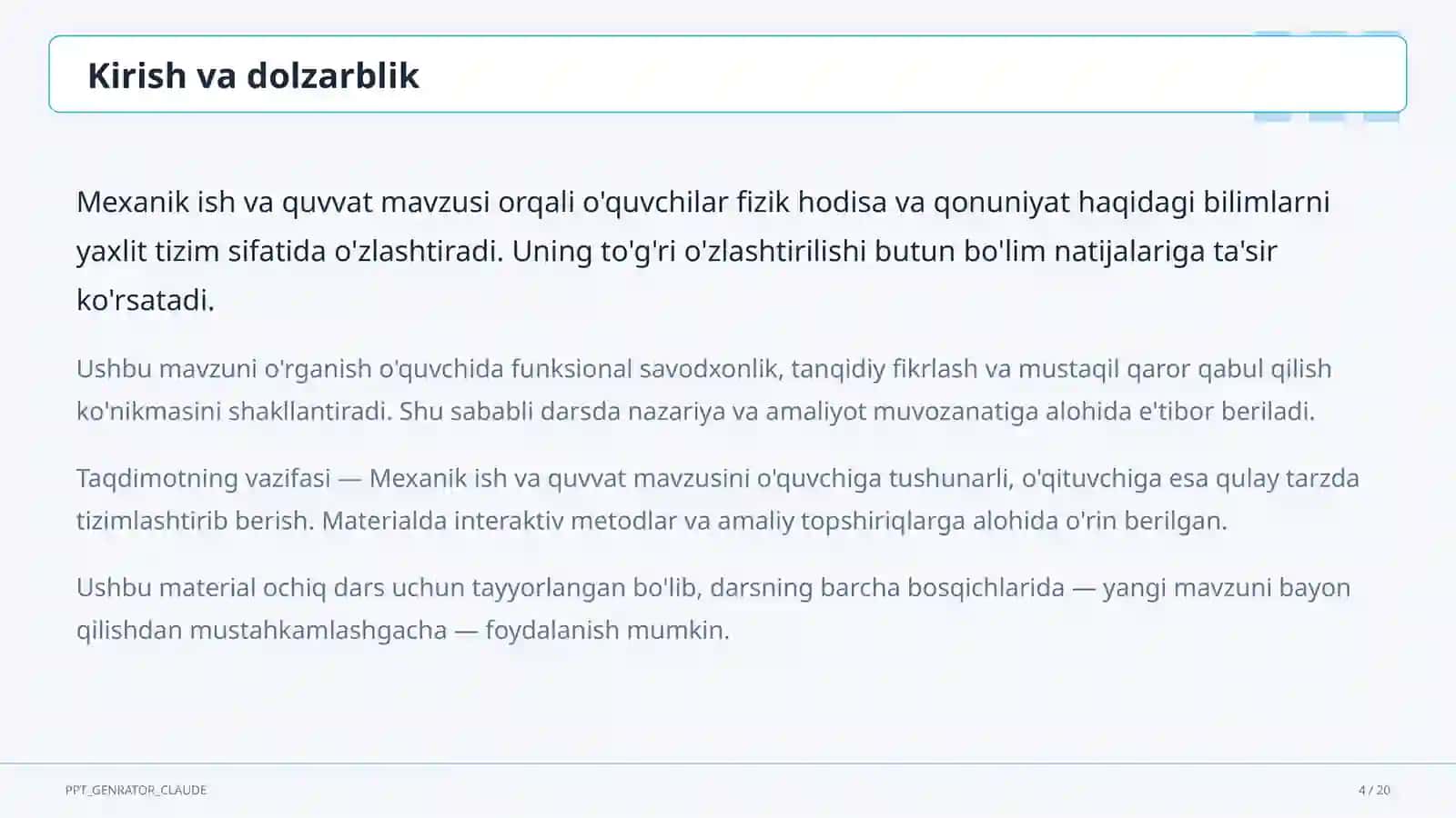 Mexanik ish va quvvat (7-sinf) 4