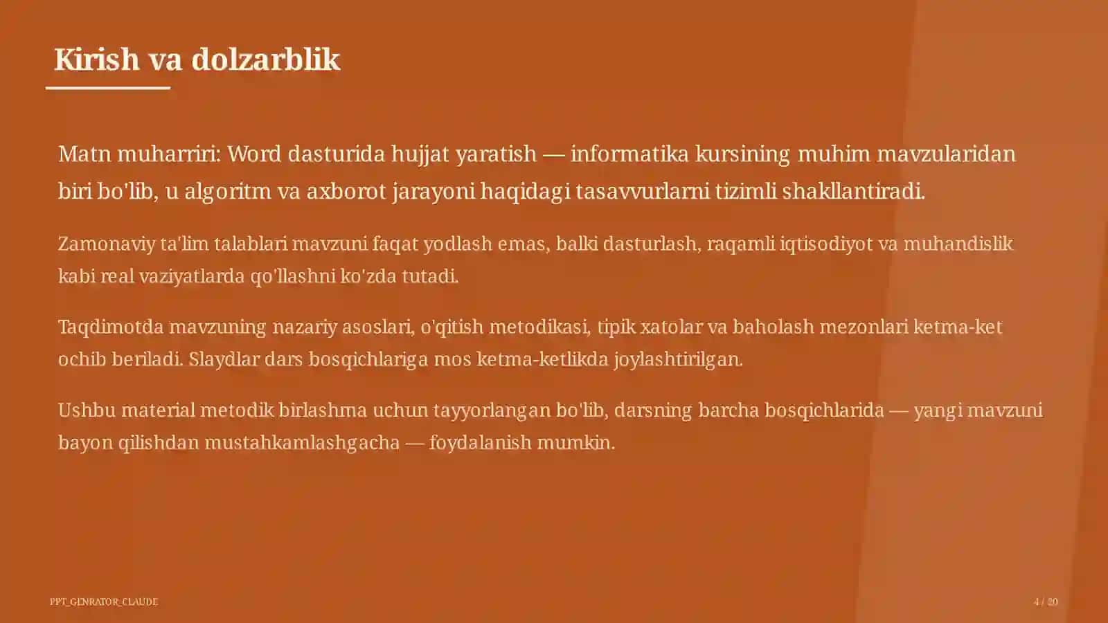 Word dasturida hujjat yaratish (6-sinf) 4
