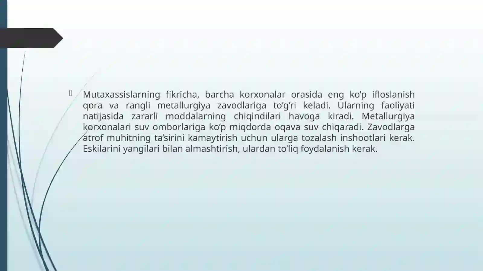 Respublika ishlab chiqarish korxonalari chiqindilari va ularning ekologik muhitga ta’siri 4