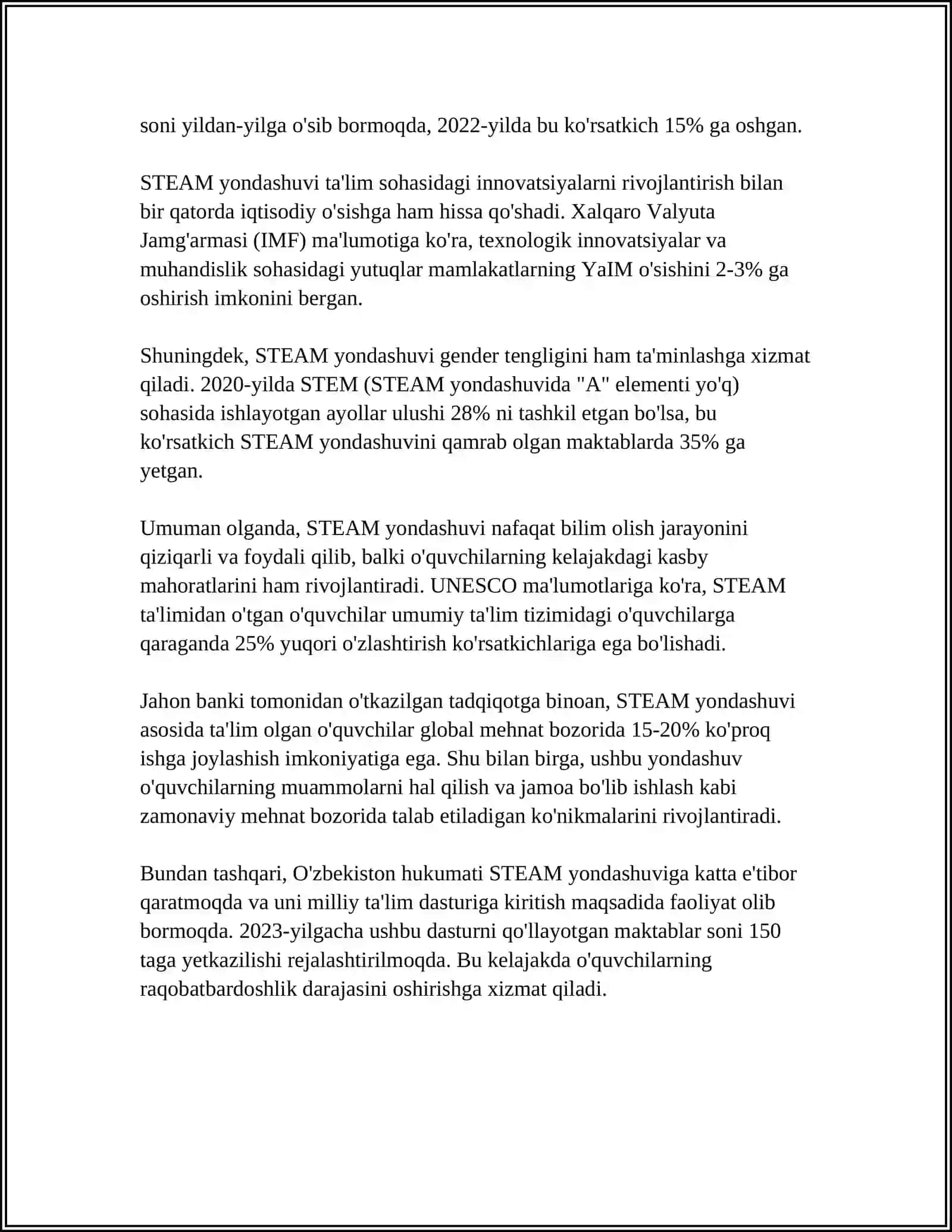MAKTABGACHA TAʼLIM MUASSALARI UCHUN ZAMONAVIY XALQARO OʻQUV DASTURLARI 4