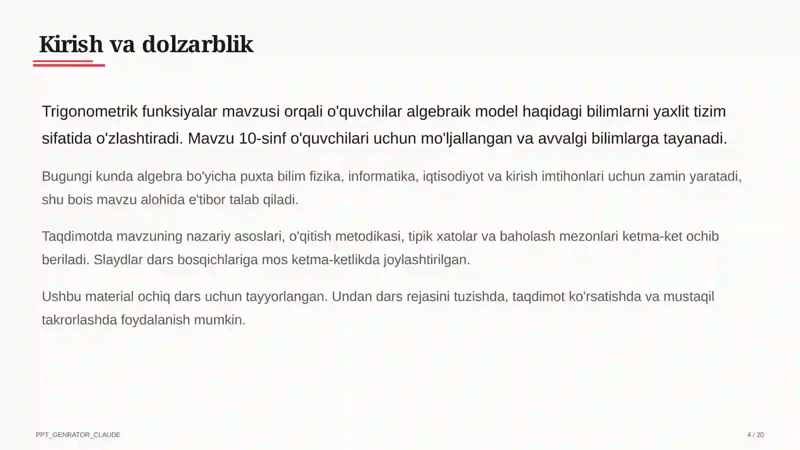 Trigonometrik funksiyalar (10-sinf) 4