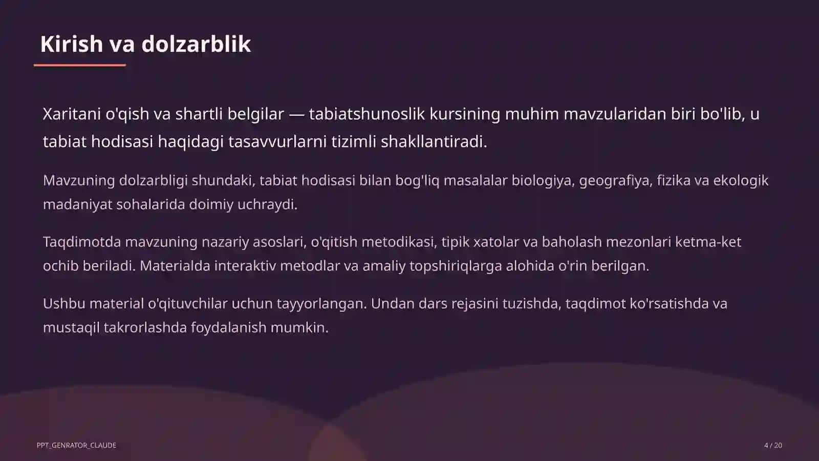 Tabiatshunoslik (1–4) — o'qituvchilar uchun 4