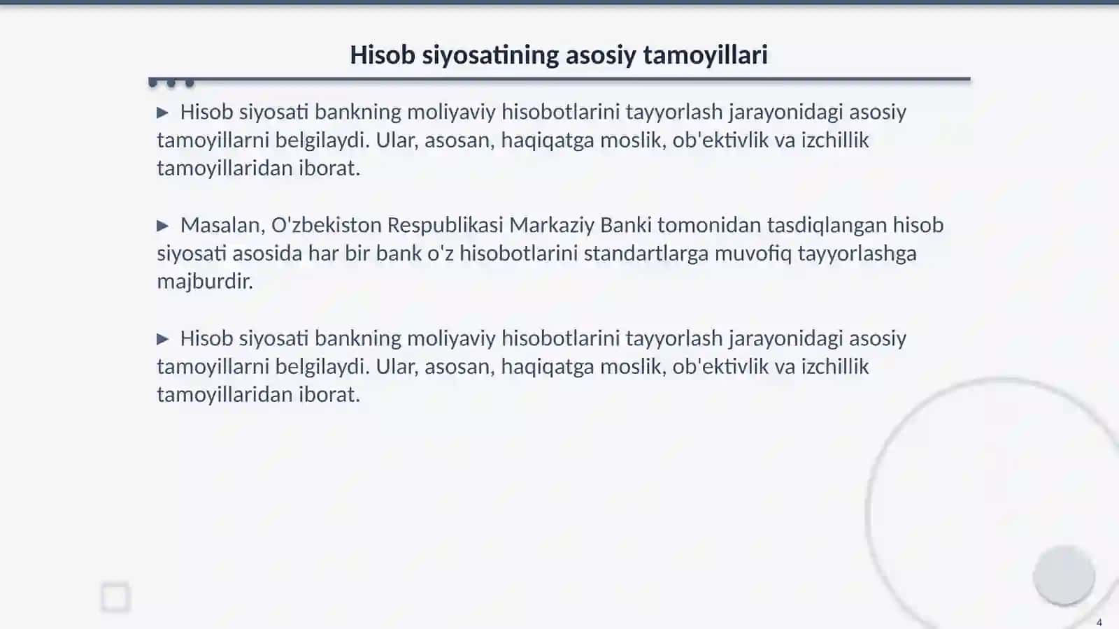 Bank hisobotlari va hisob siyosati 4