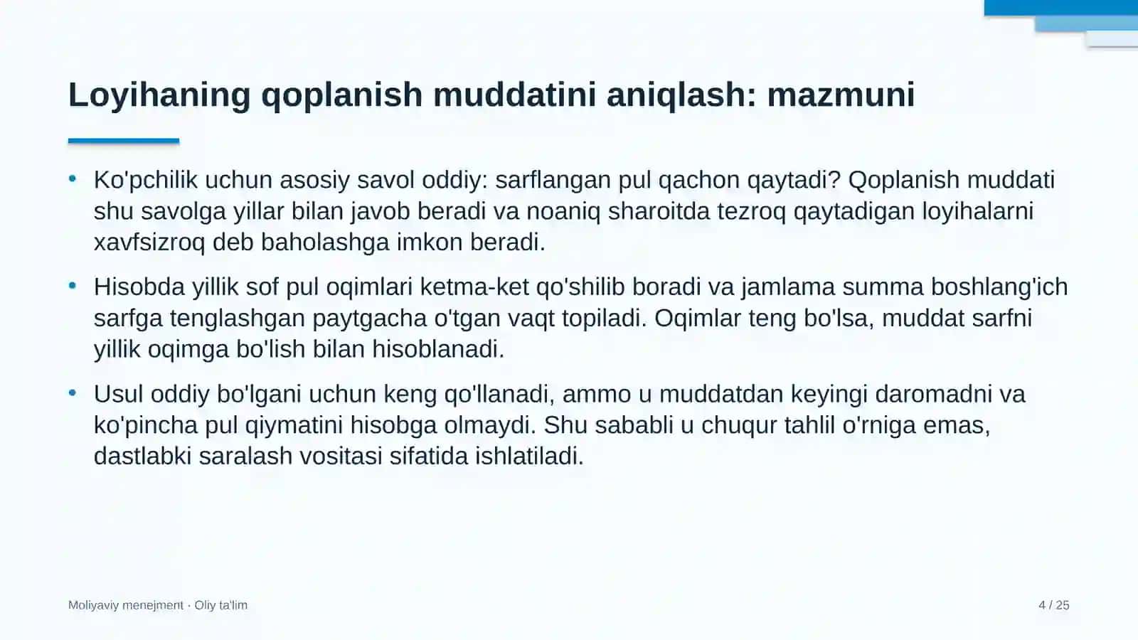 o'rmon xo'jaliklarida investitsiya loyihalarining qoplanish muddatini aniqlash 1047 4