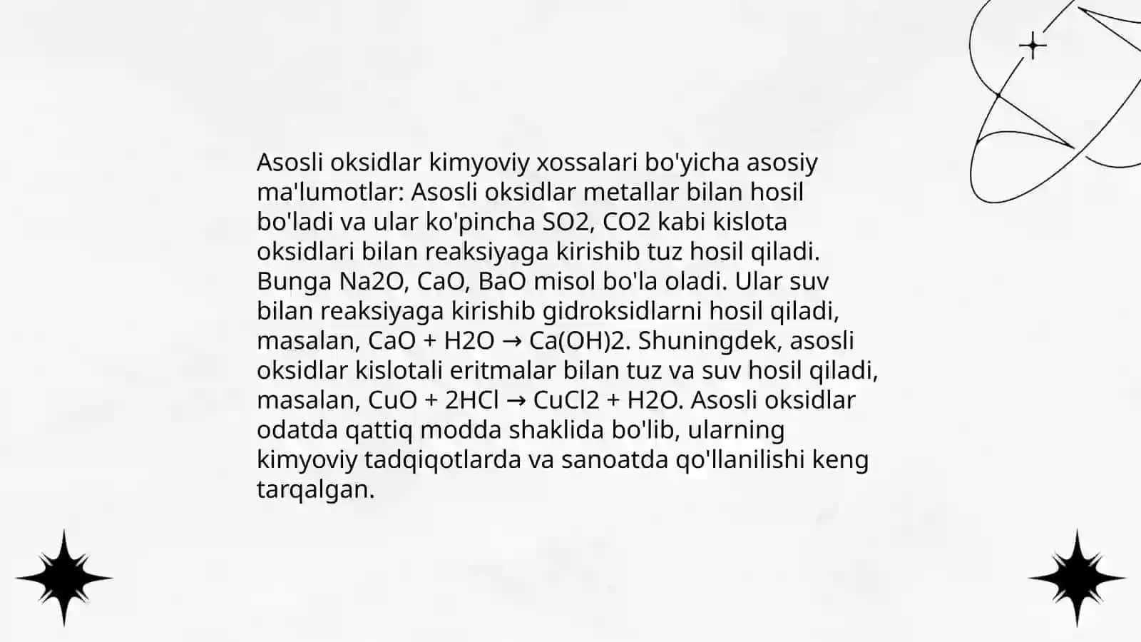Asosli kislotali va amfoter oksidlar. Ularning xossalari va olinishi 4