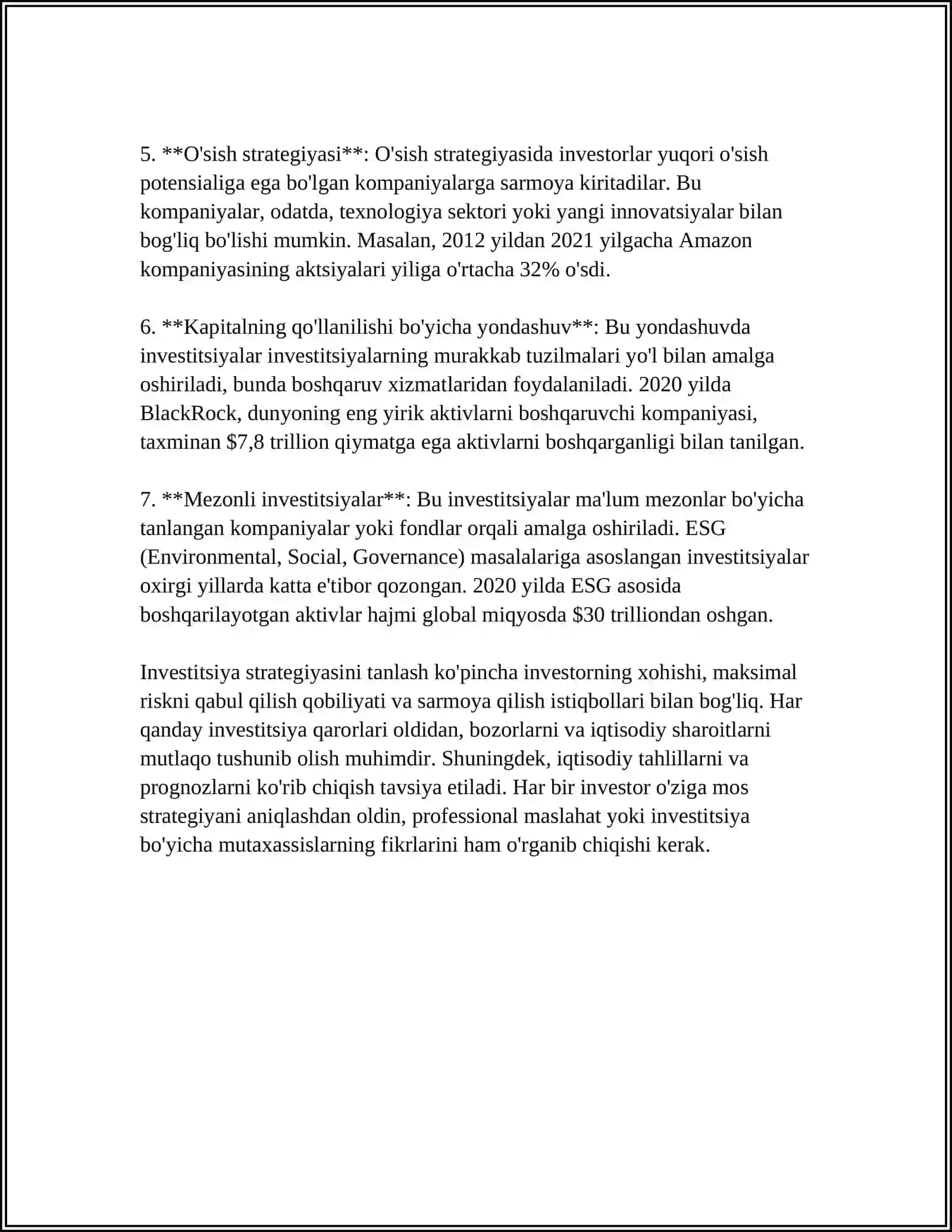 INVESTITSIYA VA TAVAKKALCHILIK 4