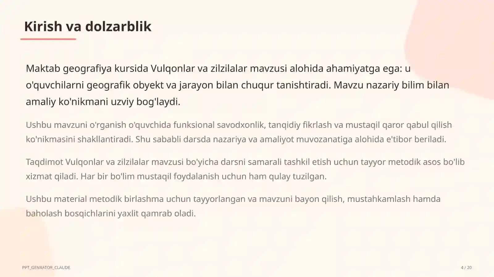 Vulqonlar va zilzilalar (5-sinf) 4