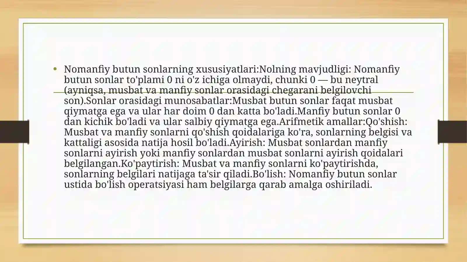 Nomanfiy butun sonlar ustida bajariladigan arifmetik amallar 4
