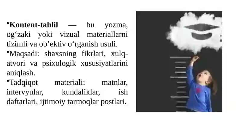Shaxsni o'rganishning kontent-tahlili metodi. 4