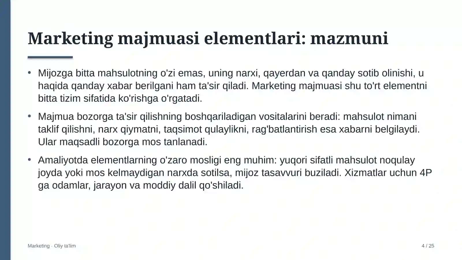 Avtomobil transportida marketing majmuasi elementlari 4