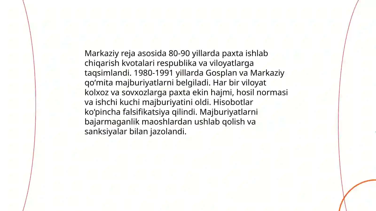 Oʻzbekistonda 80-90 yillaridagi ijtimoiy siyosiy vaziyat paxta yakka hokimligi va qatag'onliklar 4