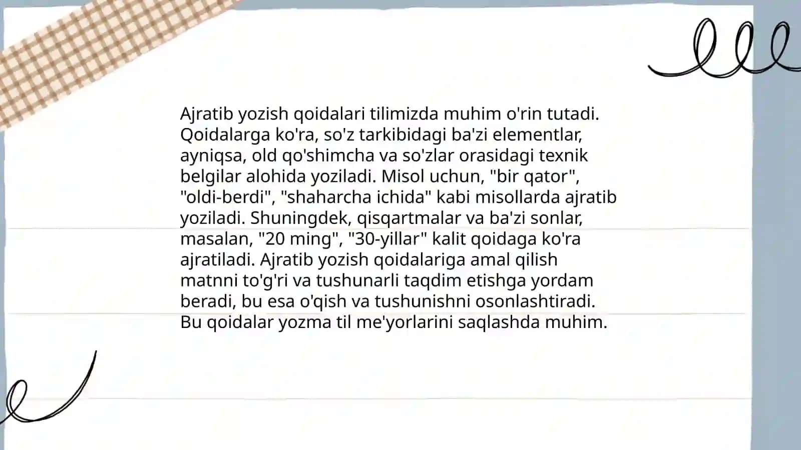 Chiziqcha va ajratib yozish 4