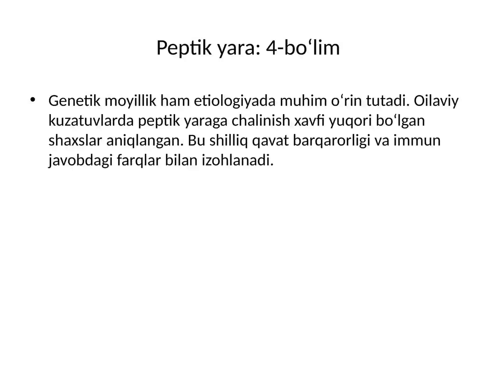 Peptik yara: 1-bo‘lim 4