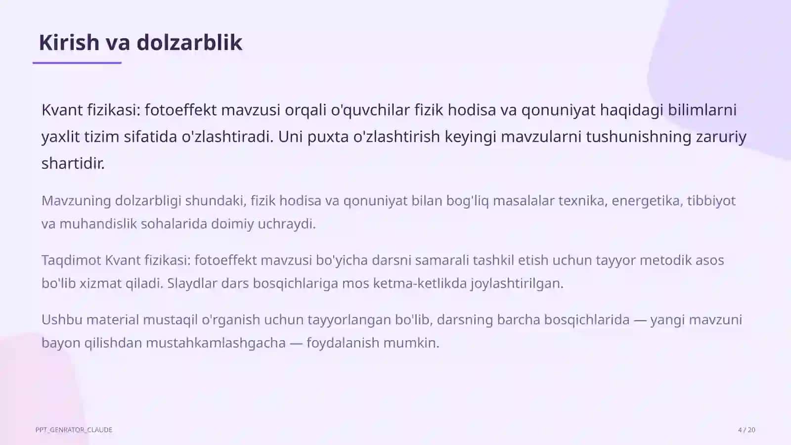 Kvant fizikasi: fotoeffekt (11-sinf) 4