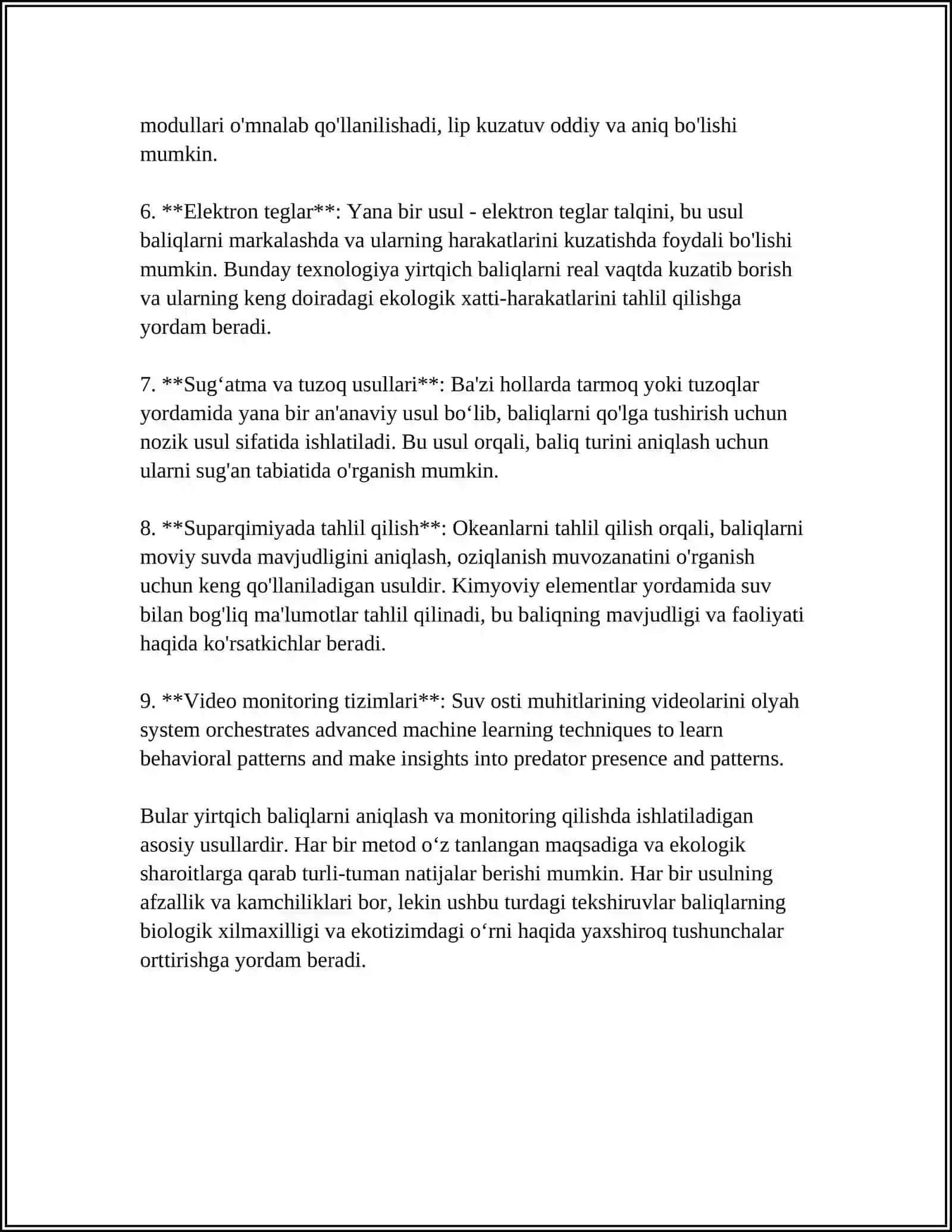 YIRTQICH BALIQLARGA QARSHI KURASHISH 4