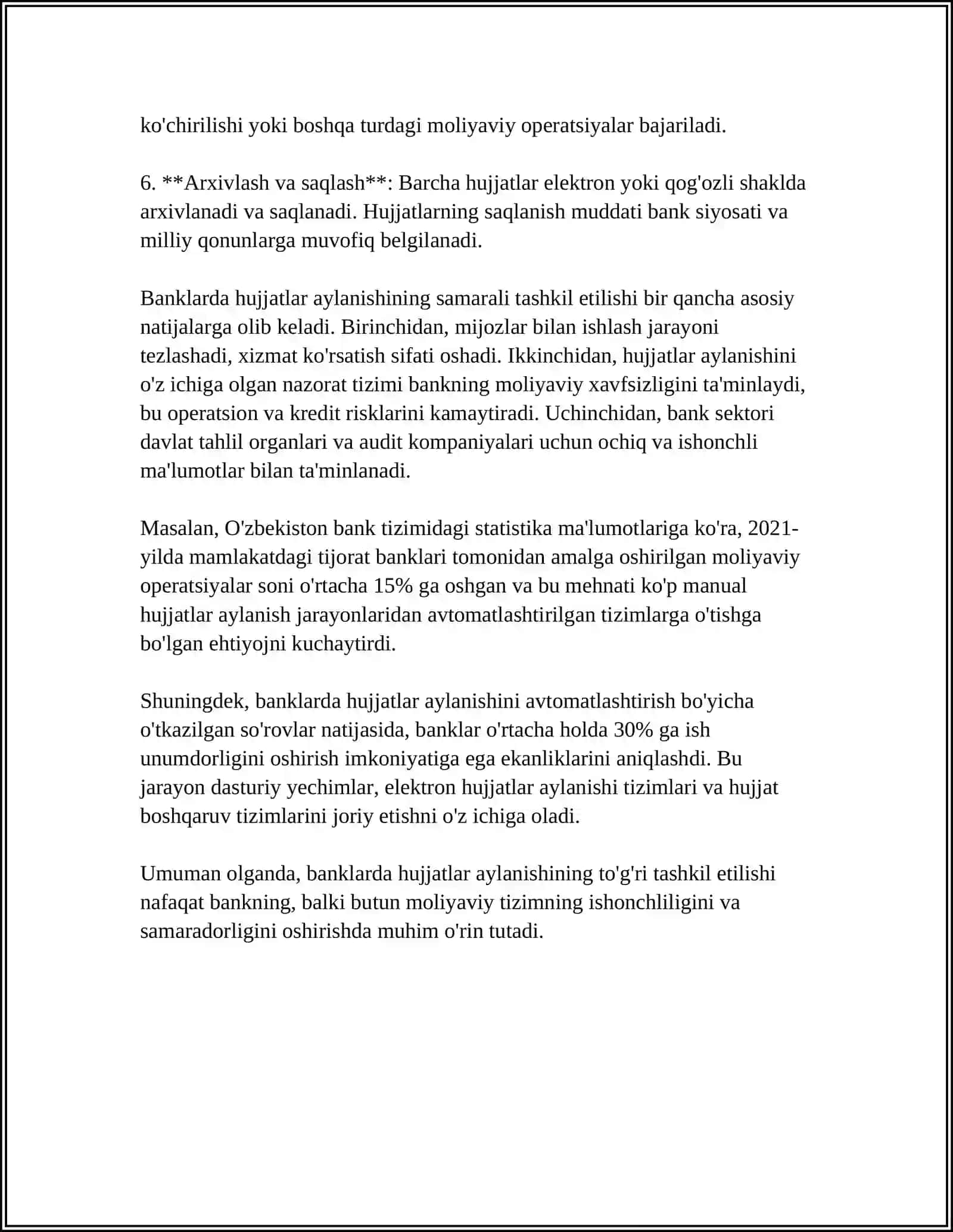 BANKLARDA HUJJATLAR AYLANISHI VA ICHKI NAZORAT 4