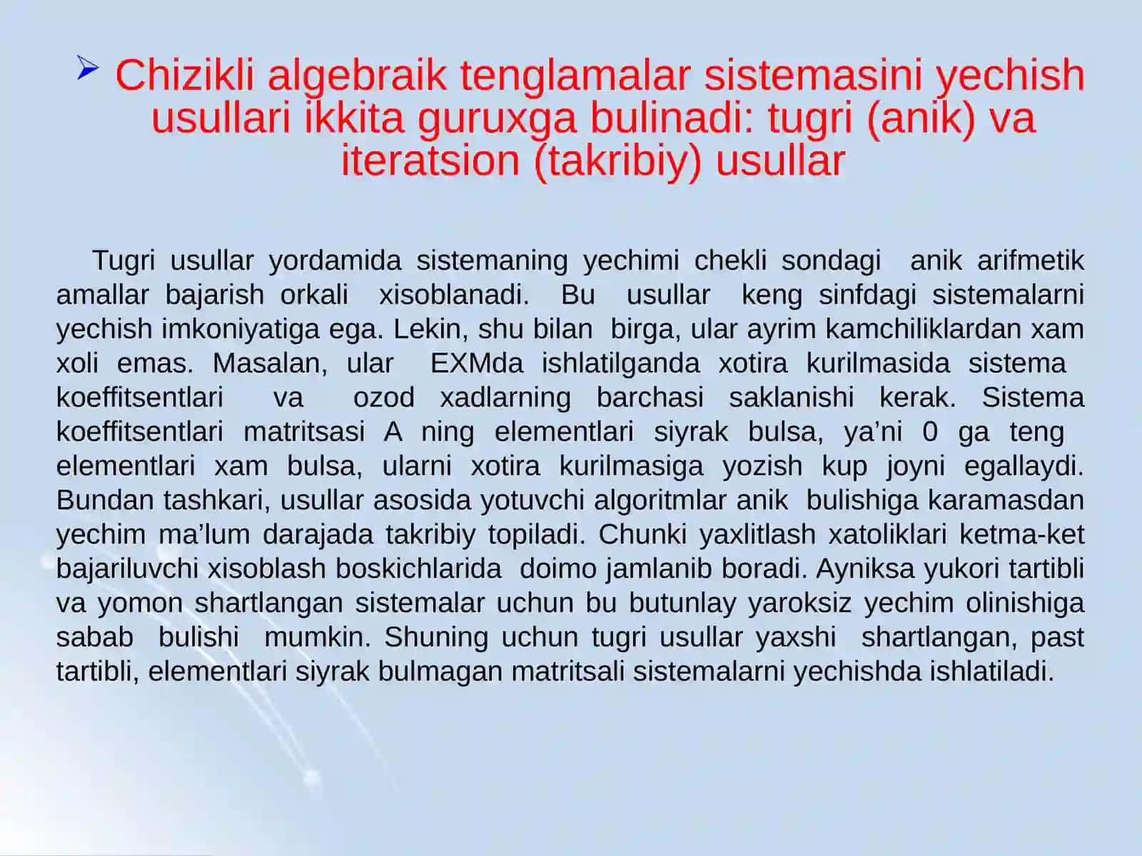 ChATSning Chizikli Algebraik Tenglama Sistemasi 4