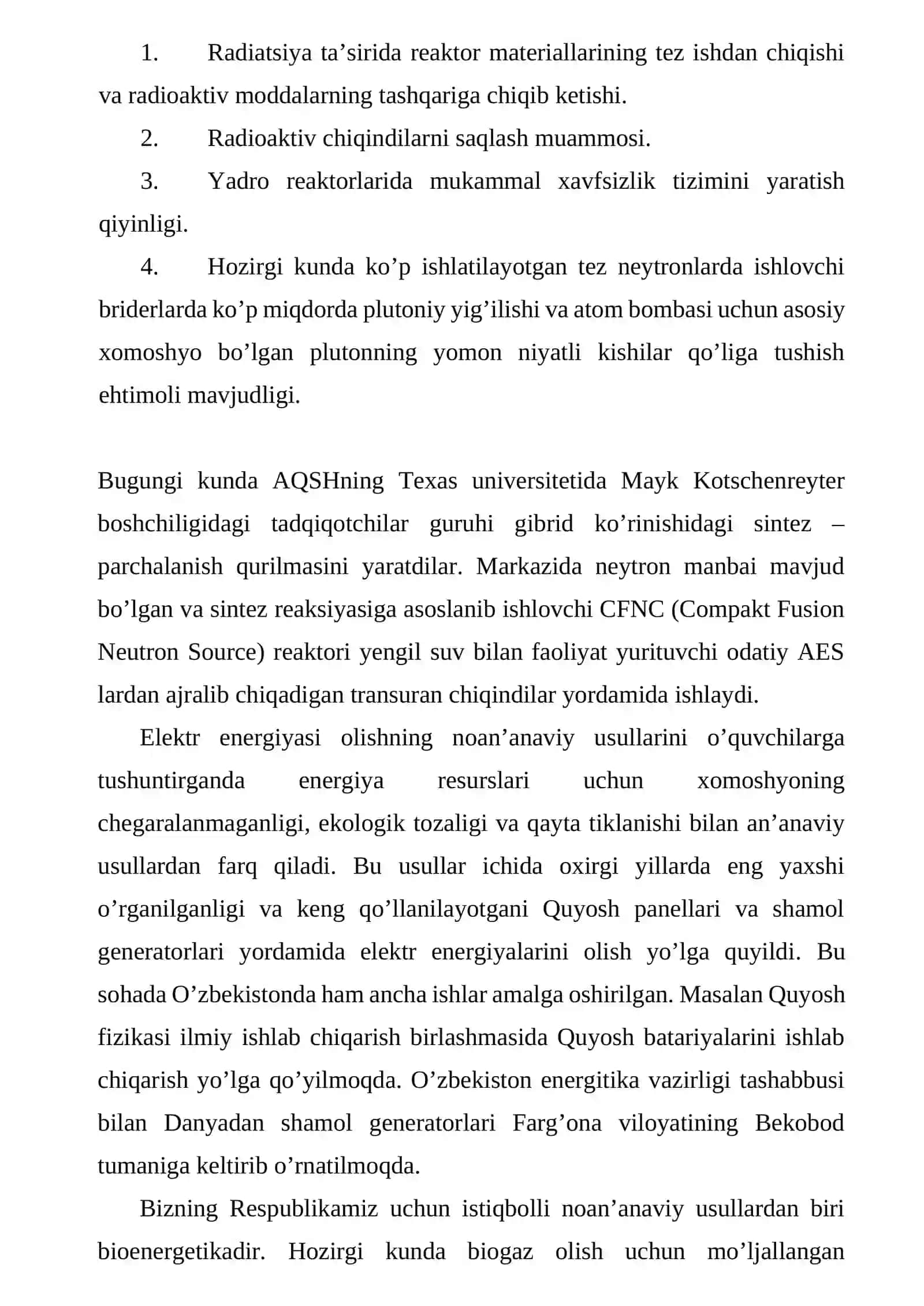 Elektr energiyasini olishning an’anaviy va noan’anaviy usullari haqida ma’lumot 4