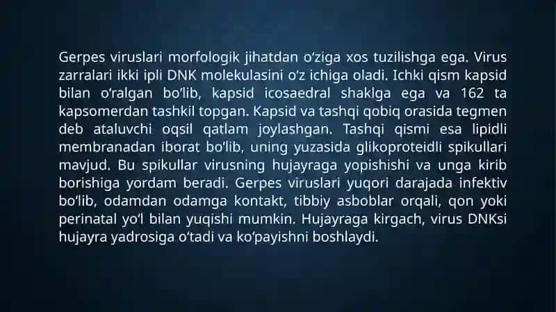 Gerpesviruslari. Tasniflash. Morfologiya va ultrastruktura 4