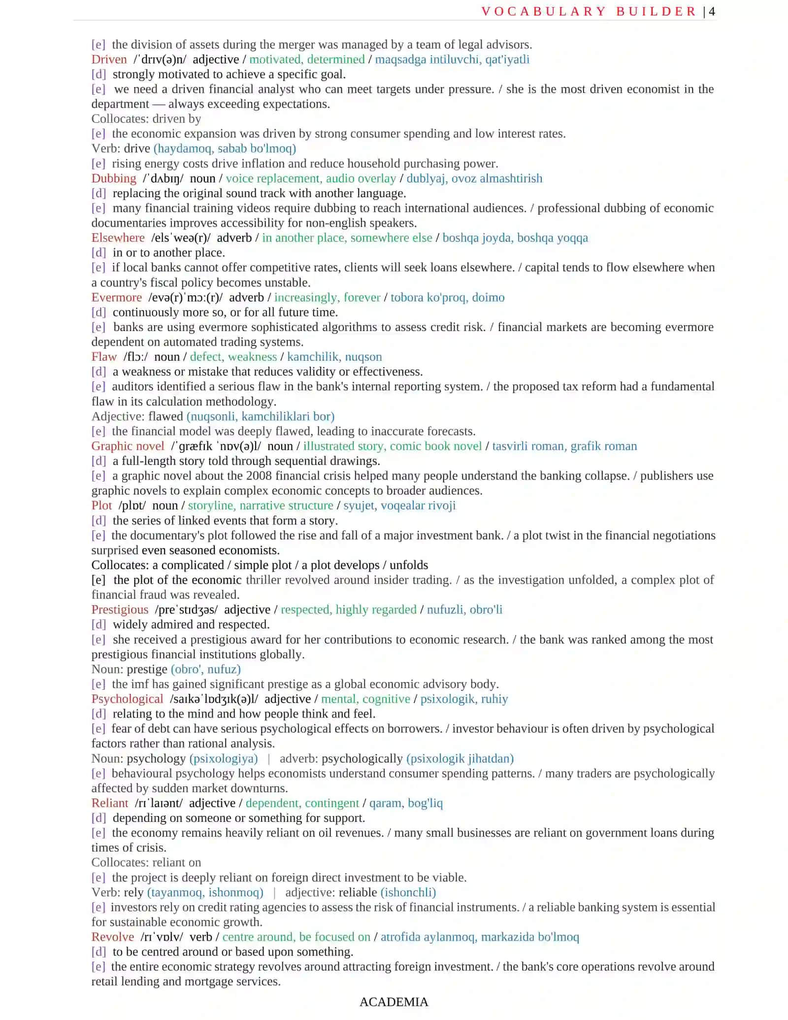OUTCOMES' VOCABULARY BUILDER IN NEW FORMAT 4