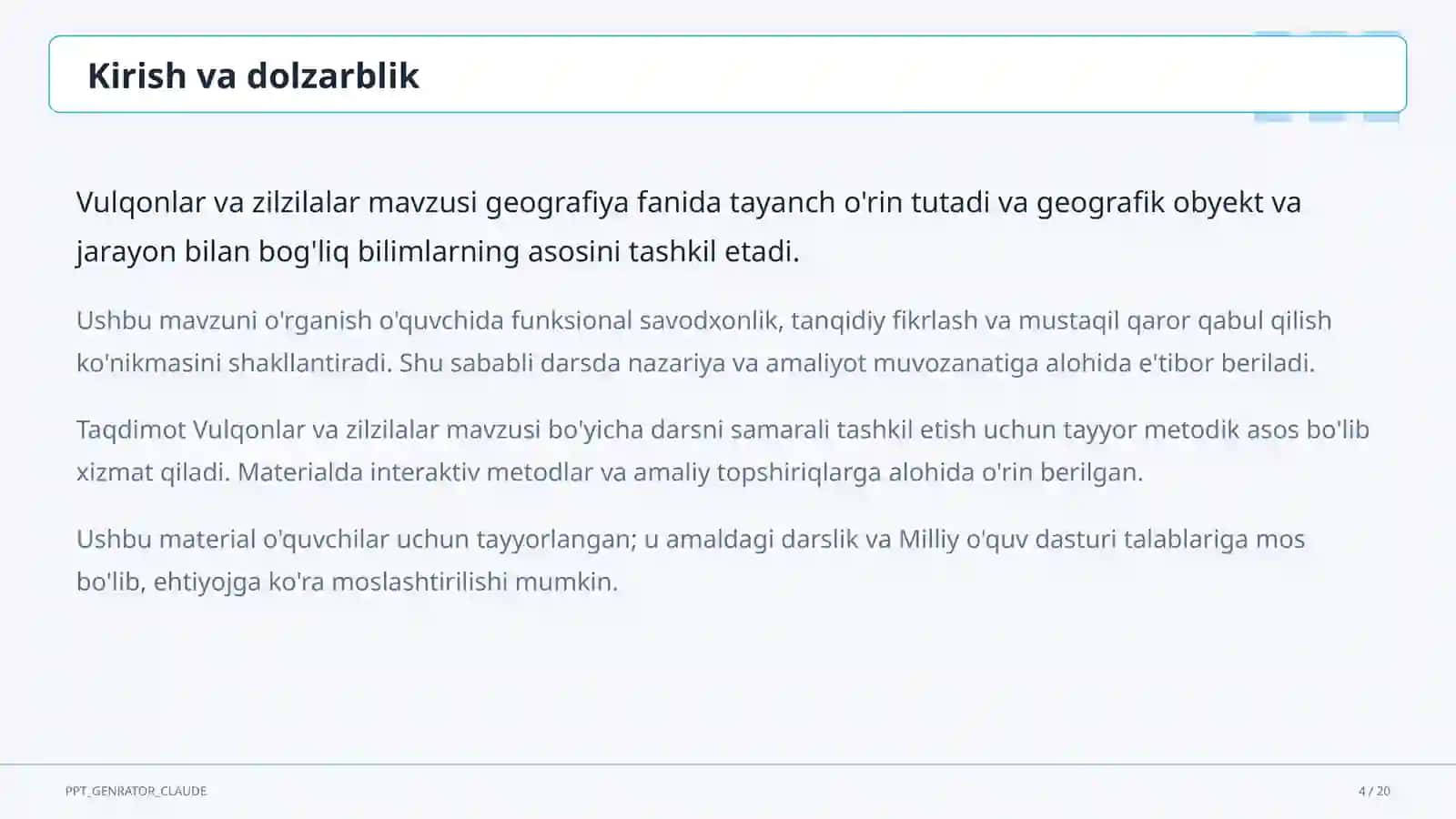 Vulqonlar va zilzilalar (5-sinf) 4