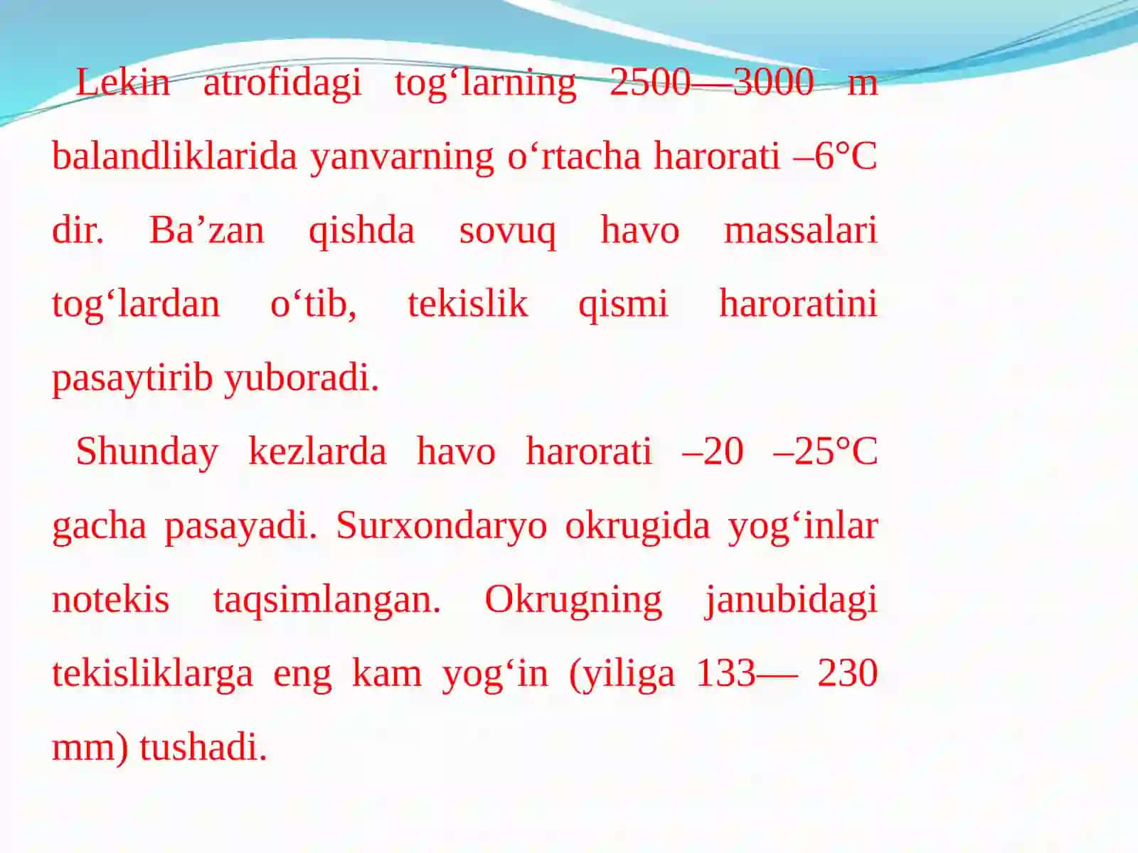 Surxondaryo Iqlimi, suvlari, tuproqlari va hayvonot dunyosi 4