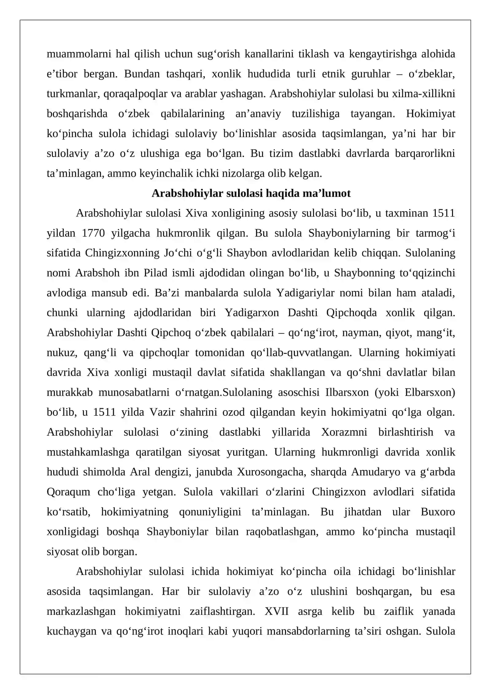 Xiva xonlari shajarasini tuzish 4