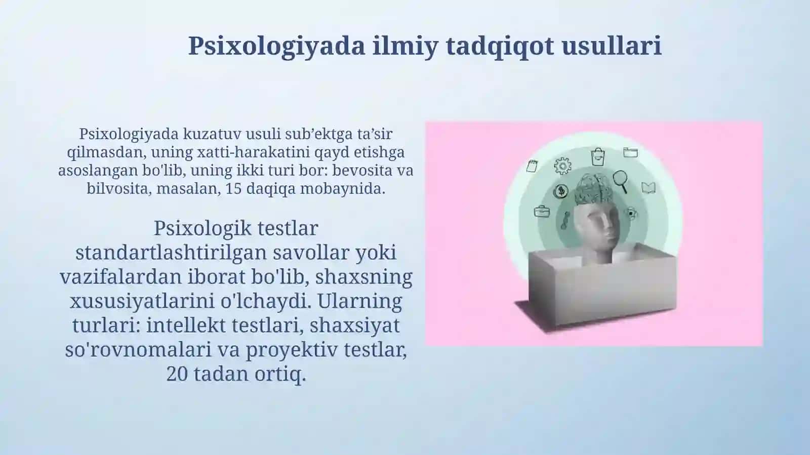 Psixologiya fanining predmeti va ruvojlanish tarixi psixologiyasi tadqiqot metodlar 4