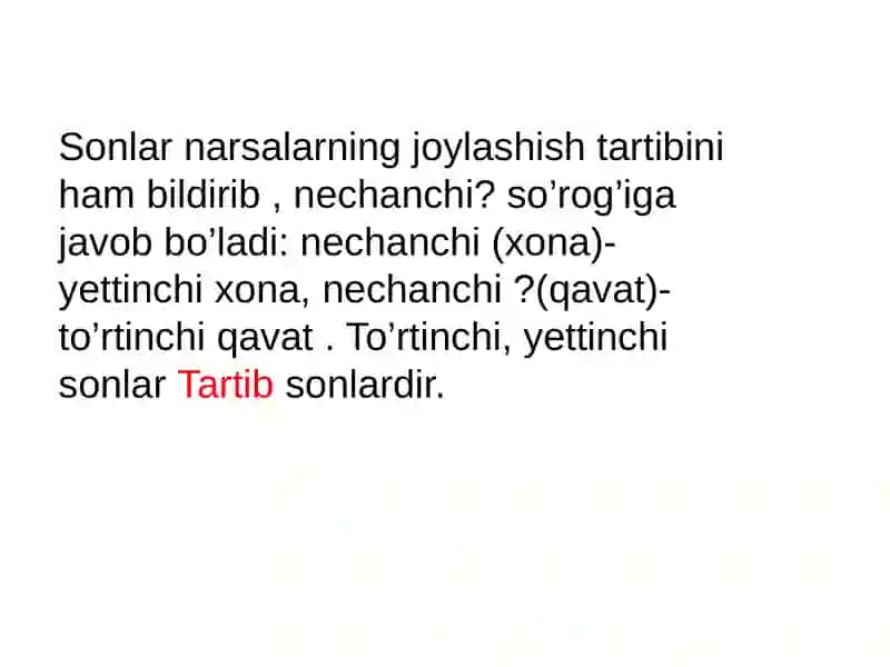 Sonlar narsalarning joylashish tartibi 4