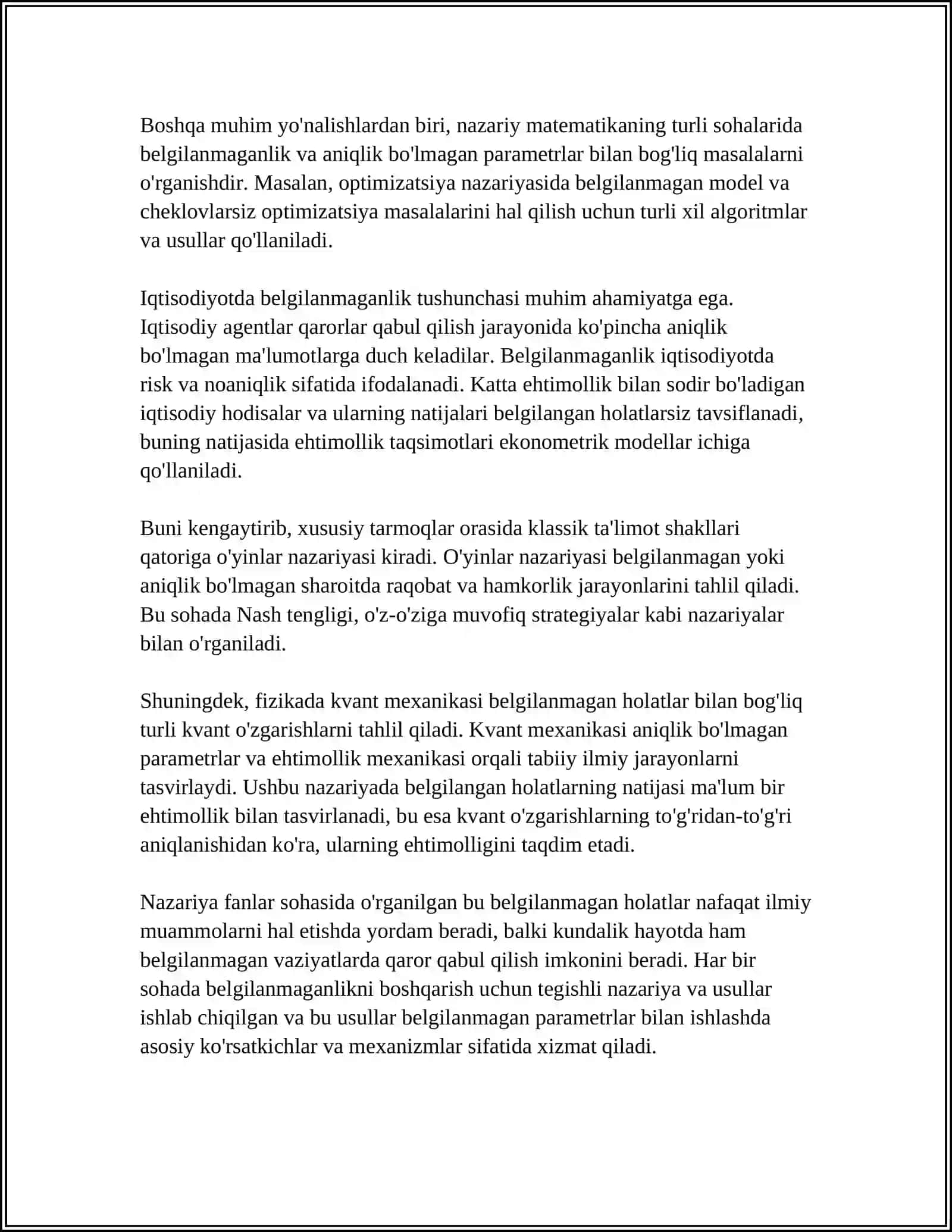 Bunda javoblar bor — ular belgilanmagan holatning nazariy asoslari 4