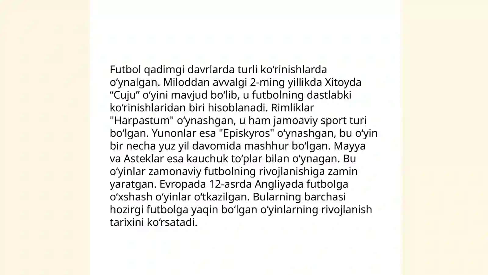 Fudbol oʻyining tarixi va rivojlanish bosqichlari 4