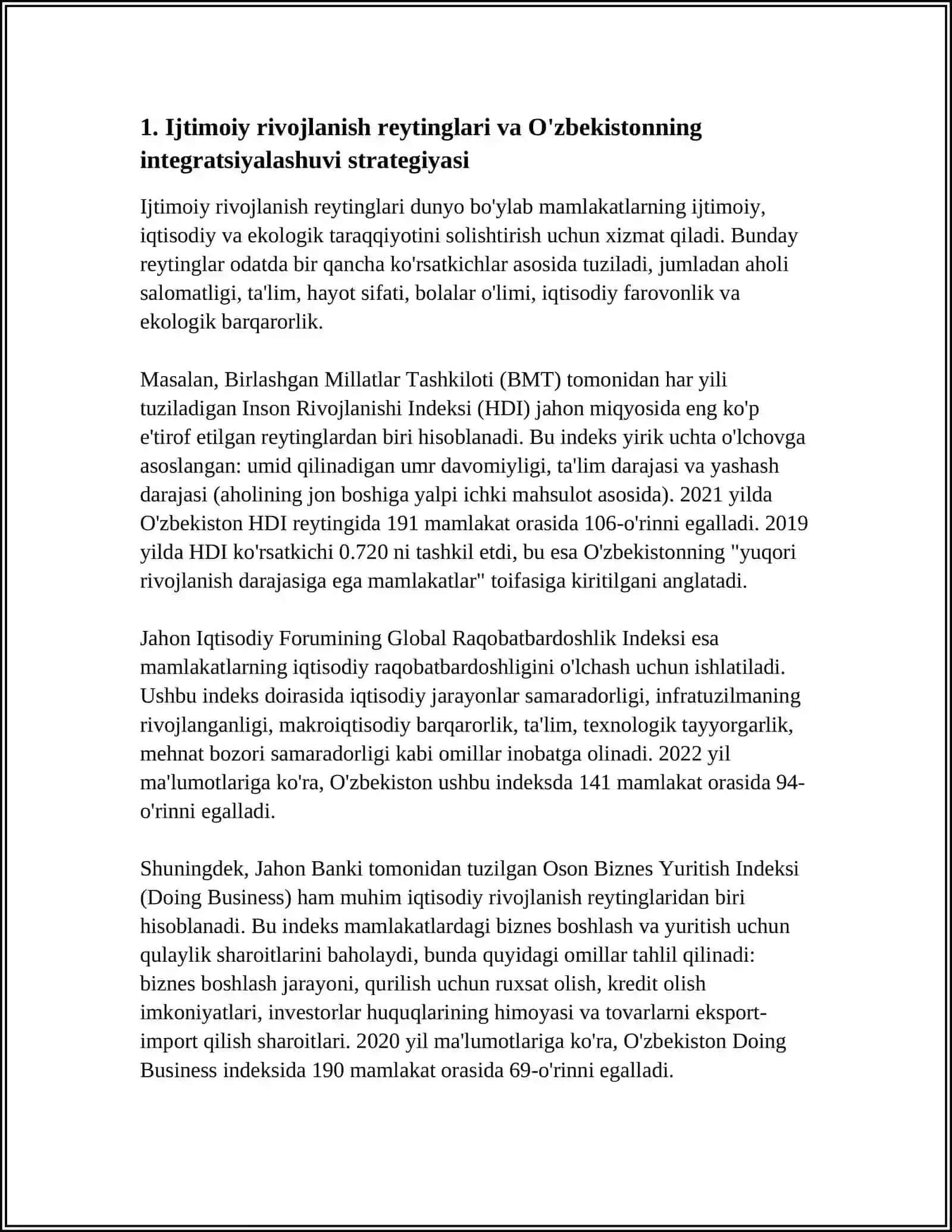 LJTIMOIY SOHADAGI USTUVOR HALGARO REYTINGLAR VA ULARGA O'ZBEKISTONNING INTEGRATSIYALASHUVI 4
