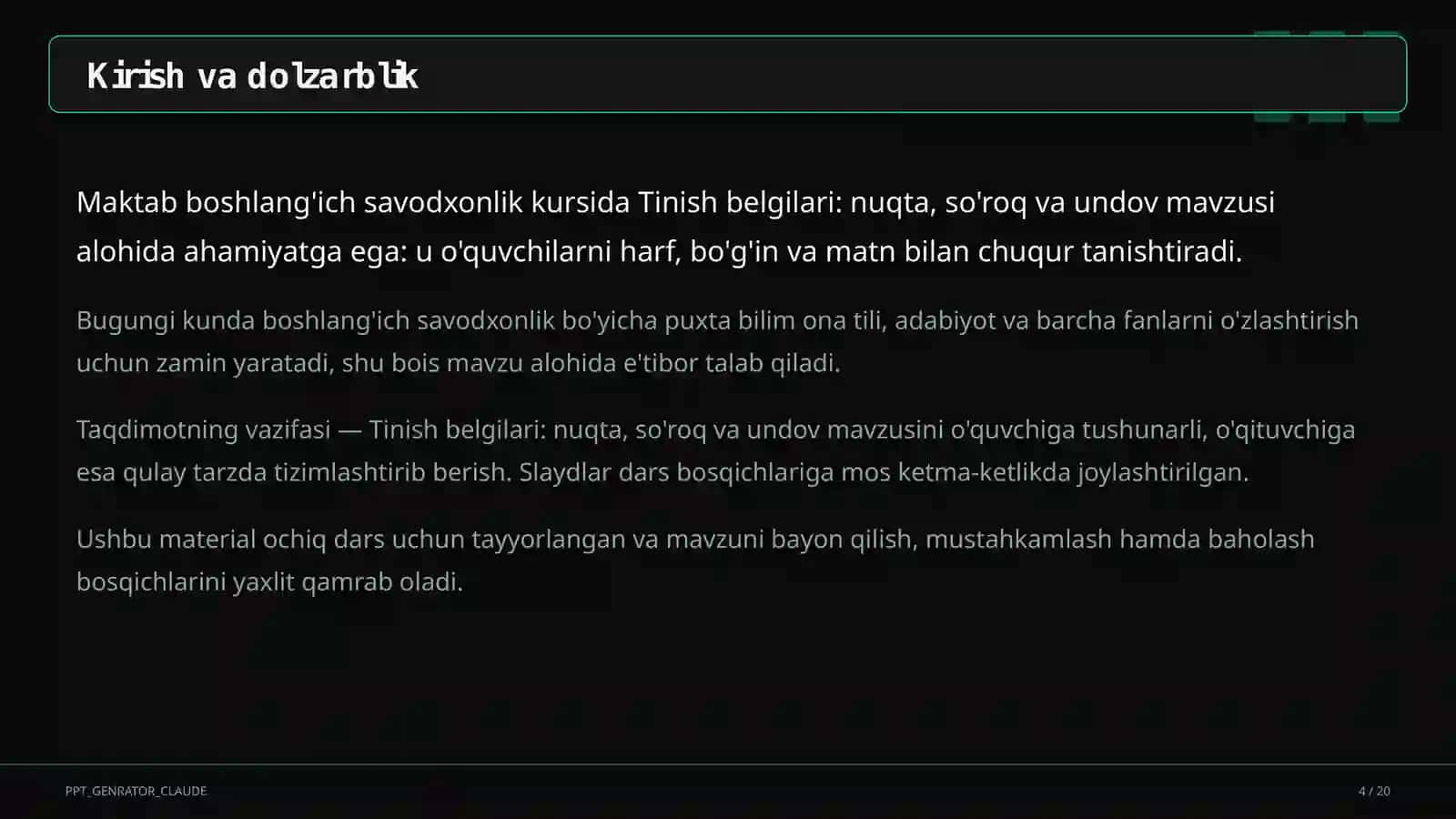 Tinish belgilari: nuqta, so'roq va undov (2-sinf) 4