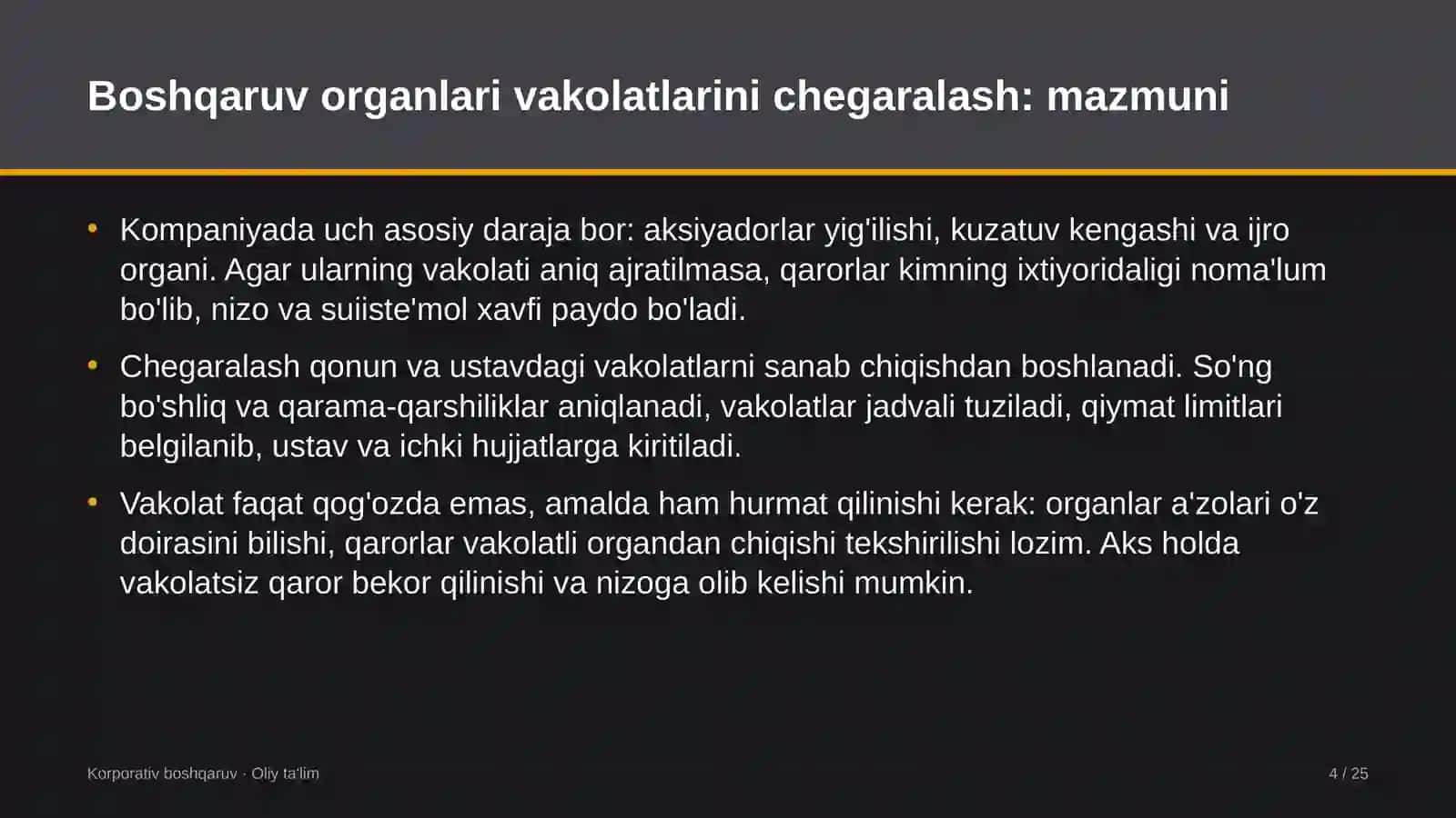 autsorsing kompaniyalarida boshqaruv organlari vakolatlarini chegaralash 9550 4