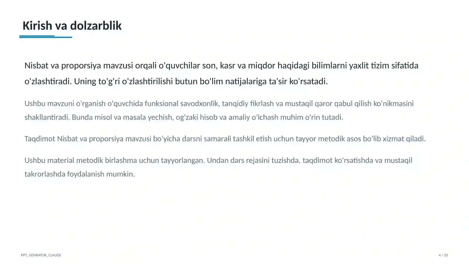 Nisbat va proporsiya (6-sinf) 4