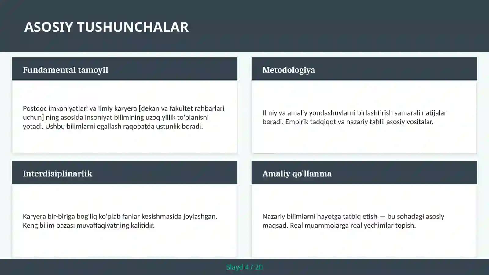 Postdoc imkoniyatlari va ilmiy karyera [dekan va fakultet rahbarlari uchun] 4