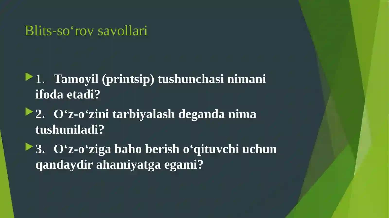 O'zini-o'zinazoratqilishsavollar 4