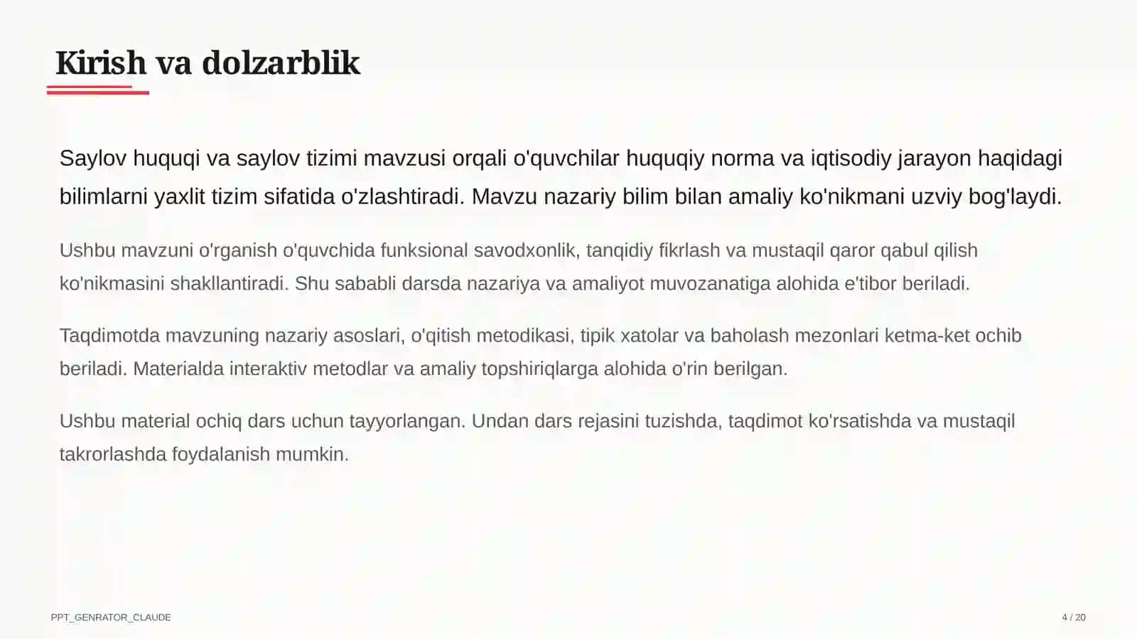 Saylov huquqi va saylov tizimi (10-sinf) 4